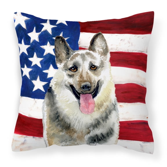 Carolines Treasures BB9649PW1414 East-European Shepherd Patriotic Fabric Decorative Pillow  14Hx14W multicolor