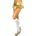 thumbnail image 3 of ToBeInStyle Womens Flirty Metallic Pleated Festival Ultra Micro-Mini Rave Skirt - Wide Band - Gold - One Size, 3 of 6