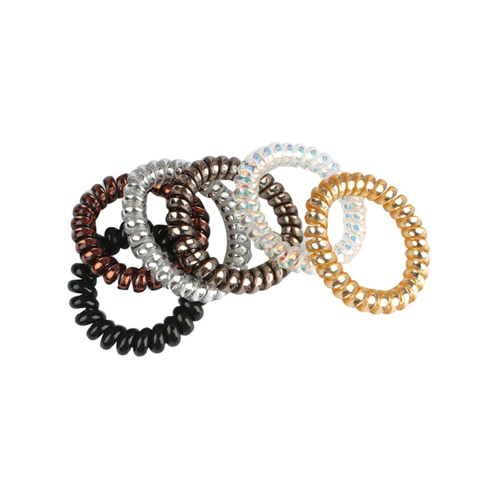 Spiral Hair Ties, Coil Hair Ties, Phone Cord Hair Ties, Ponytail Hair Coils No Crease, Elastic Headband - 6 pcs