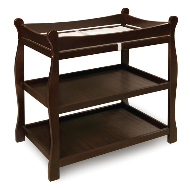 Badger Basket Sleigh Style Baby Changing Table, Espresso, Includes Pad