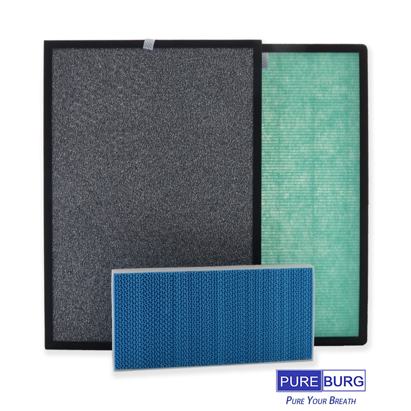PUREBURG PH950 Replacement True HEPA Filter Set Compatible with Turonic PH950 and Extract-All AMB1 Air Purifiers , H13 True HPEA  Activated carbon