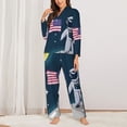 thumbnail image 2 of Saiise Astronaut With USA Flag Print Women Soft Pajama Sets,Long Sleeve Sleepwear Button Up 2-Piece Pjs Lounge Sets-Small, 2 of 7