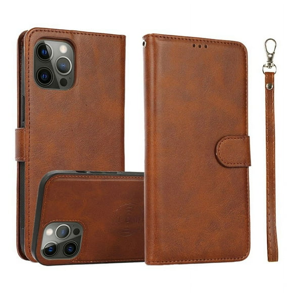 Phone Case With Card Holder Flip Book PU Leather Protective Cover Shockproof Shell Phone Cover Compatible For IPhone 15 brown iPhone15