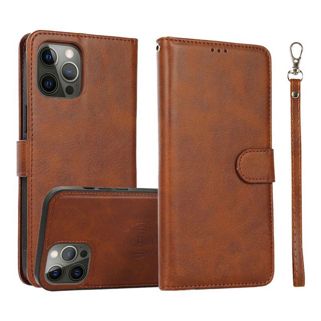 Phone Case With Card Holder Flip Book PU Leather Protective Cover Shockproof Shell Phone Cover Compatible For IPhone 15 brown iPhone15