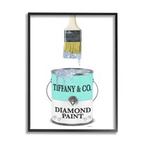 Fashion Blue Diamond Paint Glam Paintbrush 16 in x 20 in Framed Painting Art Print, by Stupell Home Décor