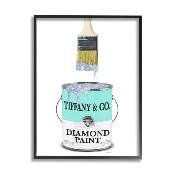 Fashion Blue Diamond Paint Glam Paintbrush 16 in x 20 in Framed Painting Art Print, by Stupell Home Décor