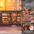 thumbnail image 5 of DIY Corner Coffee Shop Book Nook Kit, 3D Wooden Puzzle Miniature House with Touch Switch LED Light, Bookshelf Decor Craft Gift for Adults & Teens, 5 of 10