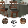 thumbnail image 6 of Merrick Lane Wooden Crossback Swivel Pub Stool with Faux Leather Seat & Footrest, Antique Oak/Black, 6 of 12