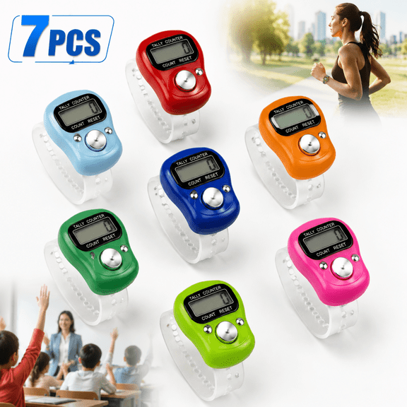 7 PCS Genreen Electronic Finger Counter, Resettable Hand Tally, 5 Digit Number and LCD Electronic Digital Display, Handheld Clicker Counting