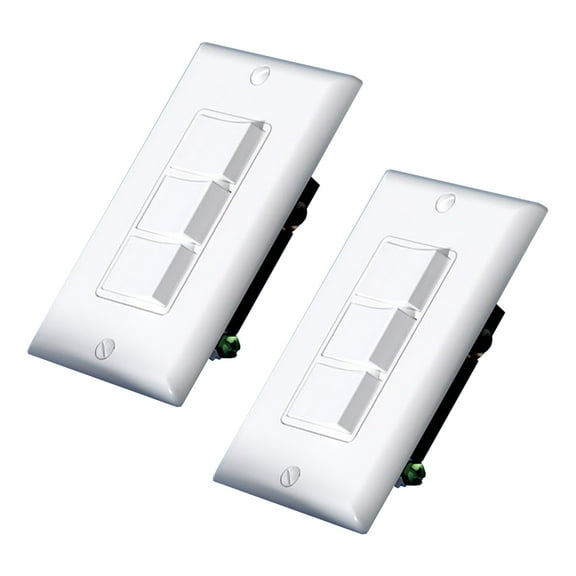 ELEGRP Decorator Triple Rocker Light Switch, Electrical Three Single Pole Paddle Switch, 15A, 125V, in-Wall On/Off Switch, Self-grounding, Wall Plate is Included, UL Listed, White 2PC
