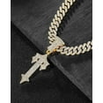 thumbnail image 2 of Tilga Hip Hop Cross Sword Necklaces with 12MM 20" Miami Cuban Link Chain, Iced Out Diamond Initial T Pendant Necklace, Alphabet Letter Pendant Choker, Trendy Rapper Jewelry for Men Women, 2 of 6