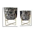 thumbnail image 5 of Dex Planter Set of 2, Modern Cylindrical Metal Hammered Body, Black, Gold, 5 of 5