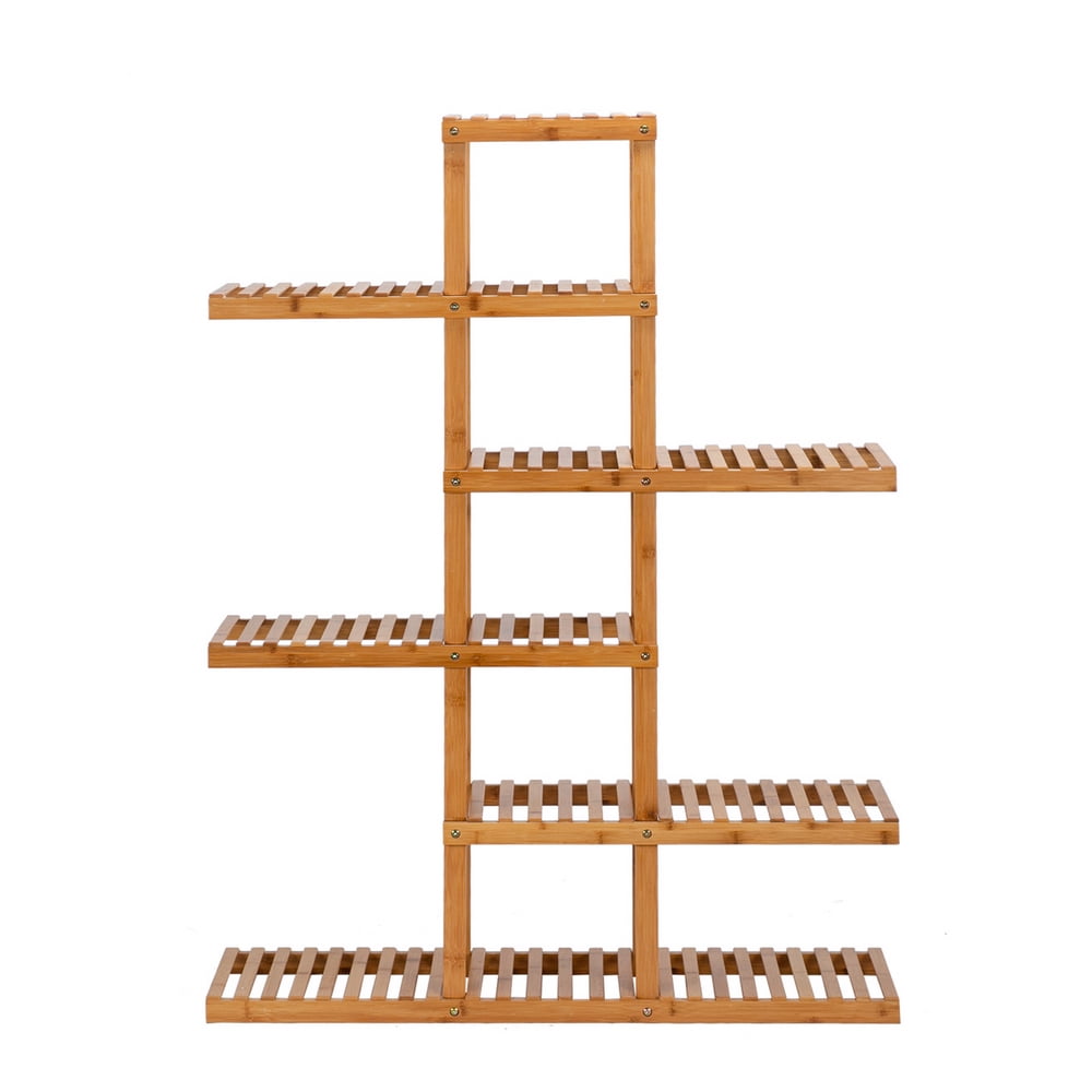 Kepooman 6 Floors and 12 Seats Indoor Bamboo Plant Stand for Home, Natural Kepooman 6 Floors and 12 Seats Indoor Bamboo Plant Stand for Home, Natural