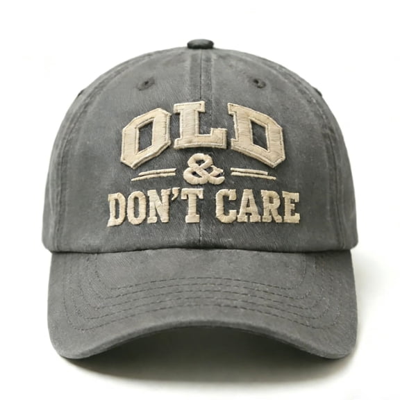Vintage Washed Cotton Baseball Cap - Retro Distressed Dad Hat Adjustable Metal Buckle One Size Gray
