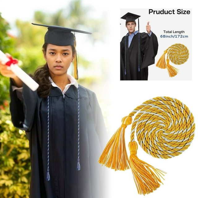 Graduation Rope Honor Rope Graduation in 2025 Graduate with Tassel Bachelor's Formal Dress Doctoral 67 Inches Long Blue and White