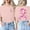 Pink, variant on Cancer Top for Women Short Sleeved Pink Ribbon Printed Crew Neck T Shirt Loose Fit Fashion Vacation Y2k Blouses