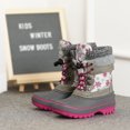 thumbnail image 3 of Dream Pairs Toddlers Kids Boys Girls Winter Snow Boots Waterproof Outdoor Shoes KMONTE-1 WHITE/FAUXIA Size 5, 3 of 6