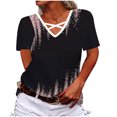 thumbnail image 2 of Tbopshirt Womens Top Women V-Neck Print Tees Short Sleeve T Shirt Blouse Loose Tops Short Sleeve V-Neck Blouses & Shirts, 2 of 3