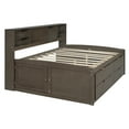 thumbnail image 5 of Miekor Furniture Full Size Wood Daybed with 2 Bedside Cabinets, Upper Shelves and 4 Drawers, Antique Brown W4US5AAD, 5 of 9