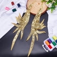 thumbnail image 4 of 1 par de apliques de encaje bordado con lentejuelas doradas de 20,2 × 5,4 pulgadas, parche de poliéster para vestido bordado con lentejuelas, 4 of 9