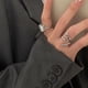 thumbnail image 4 of Anillo de moda asimétrico con diseño geométrico y perlas, anillo de tendencia, 4 of 8