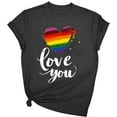 thumbnail image 2 of Busydd Womens Pride Shirt Fashion Love Heart Graphic Tees Casual Comfy Cotton Rainbow T Shirts for Women LGBTQ Short Sleeve Round Neck Summer Tops S, 2 of 3