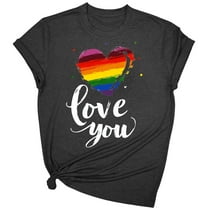 Womens Pride Shirts Rainbow Graphic Tees Shirts Love Wins Ally Equality Tops Scooped Neck Tees Short Sleeve Top Light Breathable Tunic Blouses Going Out Beach Holiday Tops Outfits