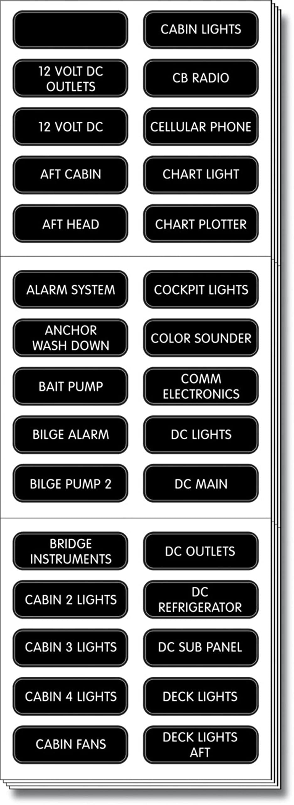 Blue Sea Systems 8039 Extended DC Panel 120 Label Set
