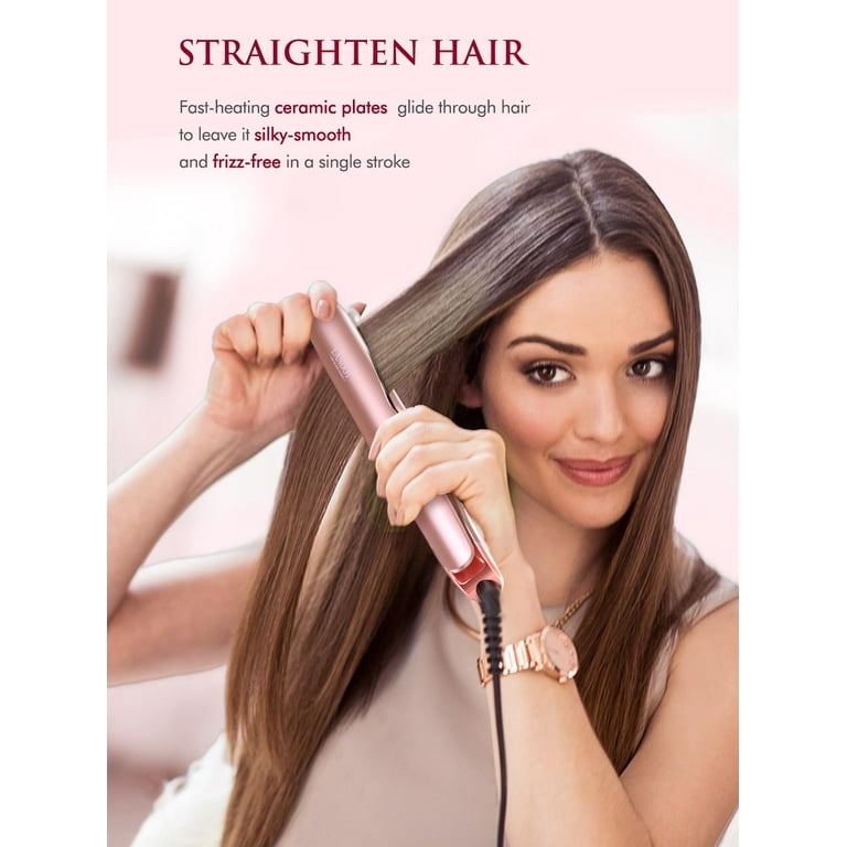 LANDOT Hair Straightener Flat Curling Iron Flat Iron Curling Iron in One Straightener and Curler 2 in 1 Twist Straightening Curling Iron Combo for Curl Wave Straighten Hair Pro Multi Styler