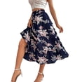thumbnail image 3 of Txlixc Falda larga de mujer, cintura elástica con impresión de volantes y falda de ocio de estilo a Txlixc moda, 3 of 7