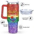 thumbnail image 3 of Rainbow Gradient Heart 40 Oz Tumbler with Handle Lid and Straw, Stainless Steel Double Walled Vacuum Insulated Cup, Cute Anniversary Wedding Birthday Gifts Tumbler for Women Men Friends Outdoor Indoor, 3 of 7