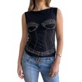 thumbnail image 1 of Pudcoco Débardeurs de Mode d'Été de Femmes Sans Manches Col Rond 3D Motif Imprimé Gilet Ajusté, 1 of 6