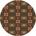 thumbnail image 1 of Ahgly Tapis Rond Lavable en Machine Intérieur Transitionnel Marron Clair, 8 Pieds Rond, 1 of 7