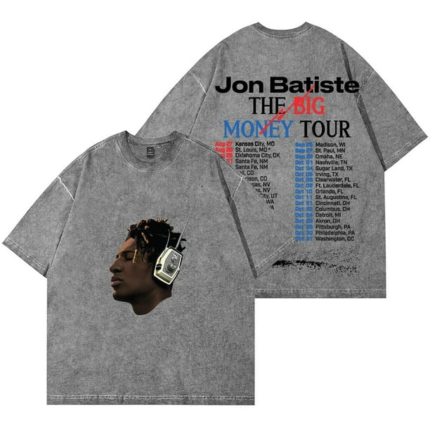 Jon Batiste Big Money Tour Wash Camisetas Ropa de calle Tops Camiseta de manga corta de algodón unisex