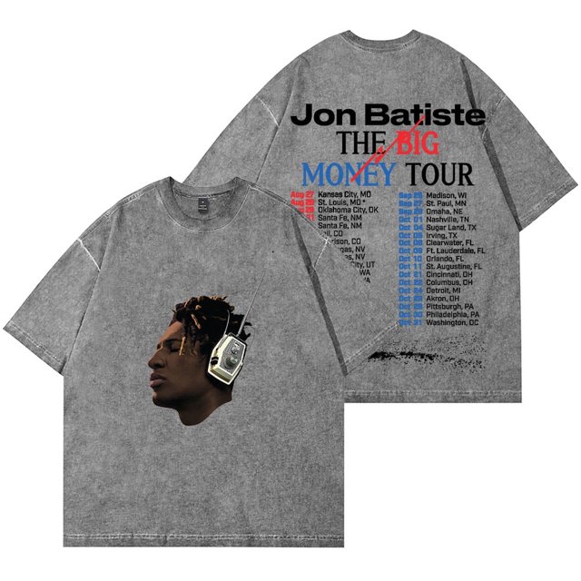 Jon Batiste Big Money Tour Wash Camisetas Ropa de calle Tops Camiseta de manga corta de algodón unisex