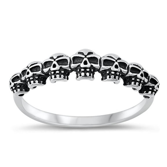 Vintage Oxidized Skulls Wholesale Ring .925 Sterling Silver Band Jewelry Female Male Unisex Size 10