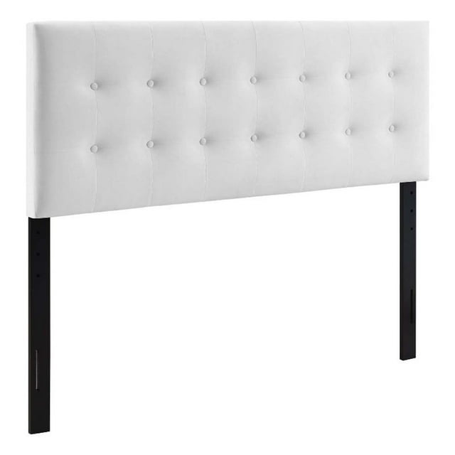 Pemberly Row Tête de Lit Capitonnée en Velours de Performance, Blanc