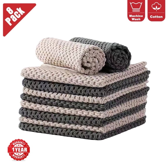 8 Pack Ultra Soft Absorbent Kitchen Dish Cloths,10x10,Quick Drying Towels for Household Cleaning