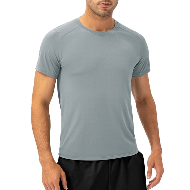 Camiseta deportiva para hombre, camisetas de manga corta para correr, cuello redondo, Fitness