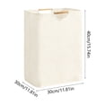 thumbnail image 3 of Kmonabie Collapsible Linen Laundry Hamper, 100% Polyester Clothes Storage Basket with Wooden Handles, Large Capacity Waterproof Foldable Toy Organizer Bin for Bedroom Bathroom, Beige, 3 of 6