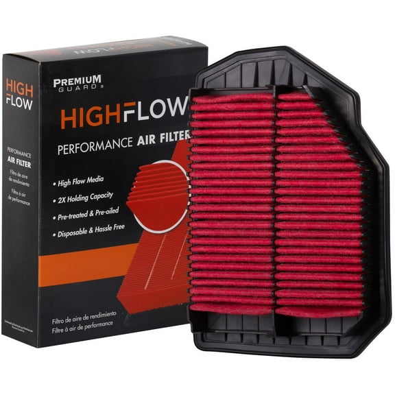 HIGHFLOW High Performance, Pre-Oiled Disposable Engine Air Filter PA99082X | Fits 2015-2016 Hyundai Genesis, 2017-2020 Genesis G80