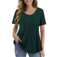 thumbnail image 1 of FOLUNSI Womens T Shirts Short Sleeve Round Neck Loose Print Tunic Tops with Pocket, 1 of 5