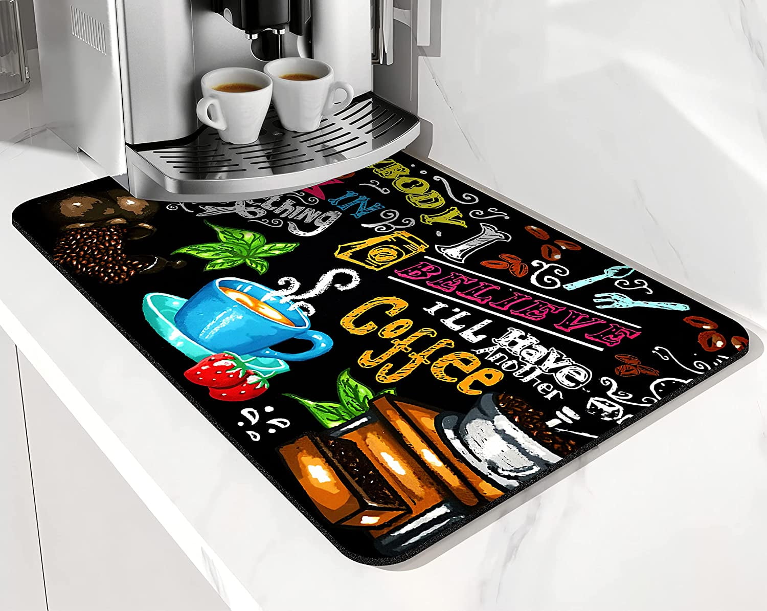 Coffee Bar mat Accessories for Countertop Absorbent Hide Stain Rubber