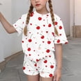 thumbnail image 4 of Zpanxa Ensembles Assortis pour Filles T-Shirt à Col Rond à Manches Courtes Imprimé avec Shorts Ensemble 2 Pcs Tenue Sportive Décontractée 9-10 Ans, 4 of 6