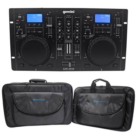 Gemini CDM-4000 2 Ch. Dual DJ Mixer Media Player System+MP3/CD/USB+Carry