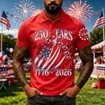 thumbnail image 4 of Homeyce Mens American Flag Patriotic Polo Shirts 250 Years Of Liberty 4th Of July Polo Shirts Short Sleeve Usa Flag Print Polo Shirt Collared Button Independence Day Patriotic Tee,Red L, 4 of 4
