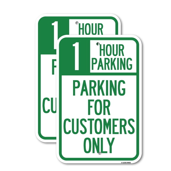 (2 Pack) 1 Hour Parking - Parking for Customers Only | 18" X 24" Heavy-Gauge Aluminum Sign | Rust Free Aluminum, Weather Resistant, Waterproof, Fade Resistant, 2 Pre-drilled Holes