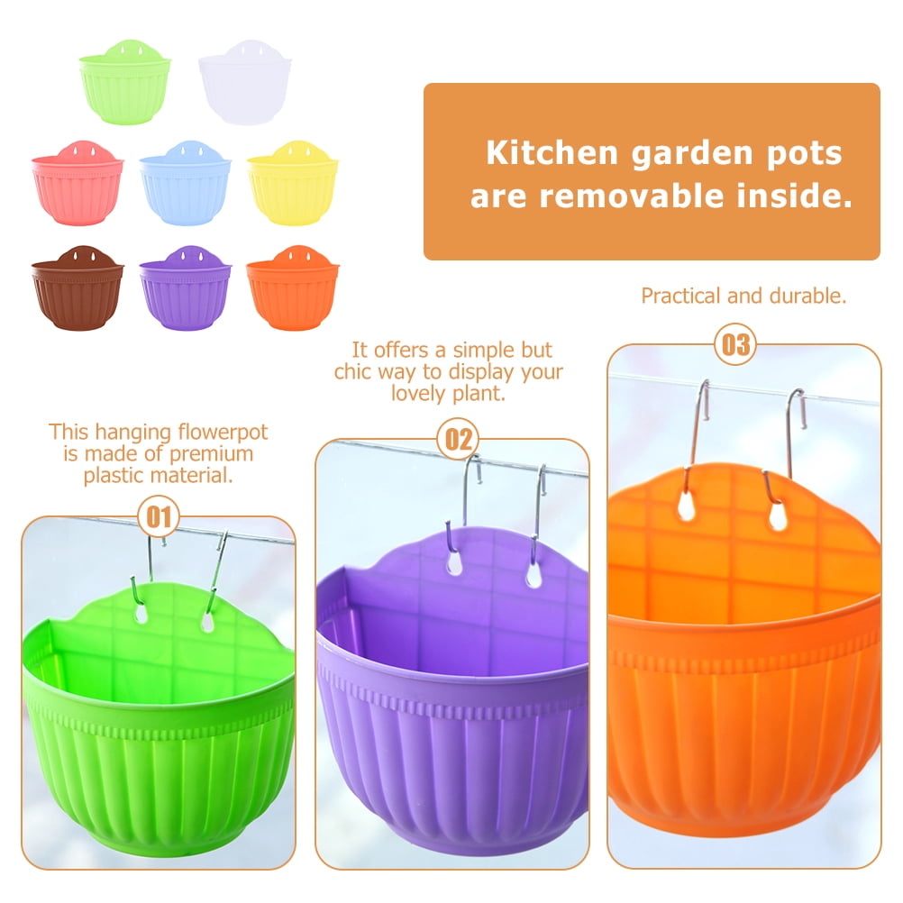 Gongc Railing Hanging Wall Flower Pots Fence Planter for Balcony Garden