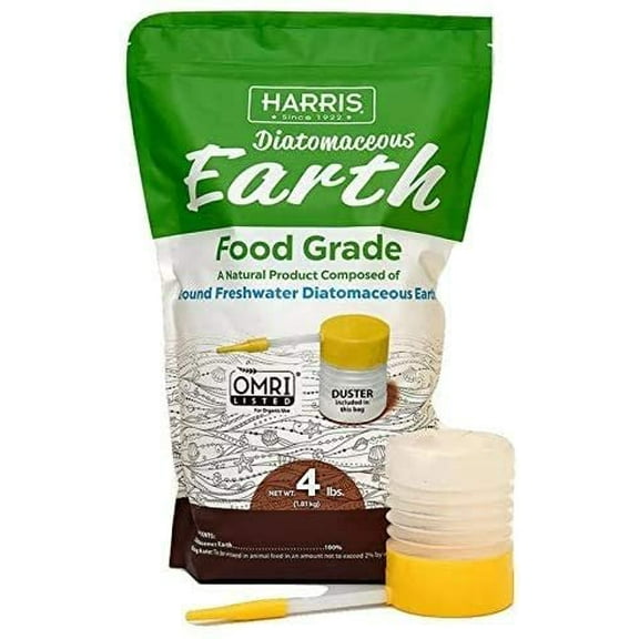 HARRIS DE-FG4P Diatom Diatomaceous Earth Food Grade, 4lb w/Free, Duster, Orinal Vesion Limited Edition