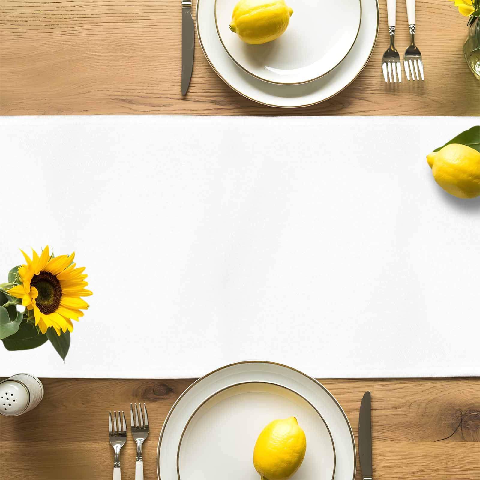 White Cotton Linen Table Runner for Dining Kitchen, Modern Simple White Backdrop Wedding Outdoor Party Tablerunners Decoration, Dresser Scarf Coffee Tablecloth Runners 13x72 Inches